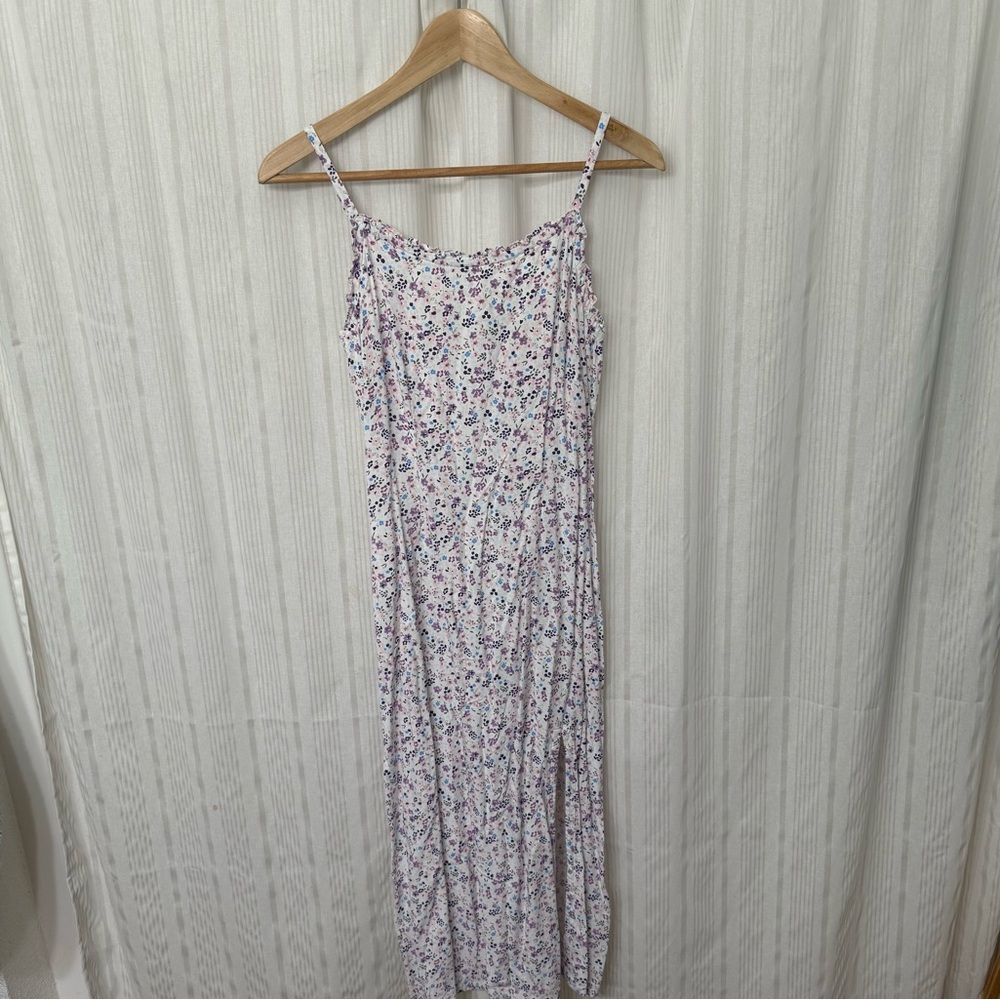 Madison Jules Ditsy Floral Lettuce Trim Summer Maxi Dress